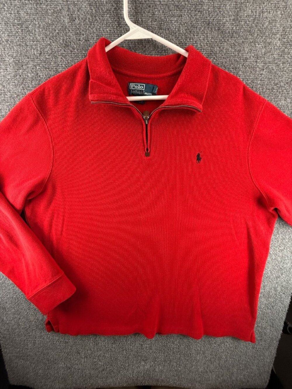 Polo Ralph Lauren Sweater Men XL Red 1/4 Zip Pullover Pony Logo Cotton Zipper